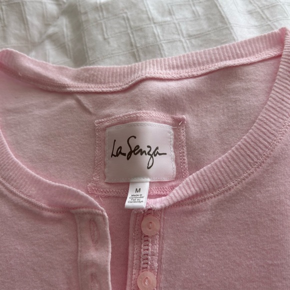 La SENZA (2) Vintage Light Pink Henley Cap Sleeve T-shirt - Picture 5 of 10